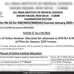 AIIMS INI SS 2025 Counselling Revised Schedule Out, Check Details