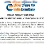 EXIM Bank Recruitment 2025: Notification Out For Various Posts, Salary Up To Rs 1.05 Lakh