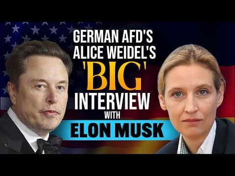 Musk Interview LIVE: Elon Musk-Alice Weidel Interview on X | Germany Election News | European Union